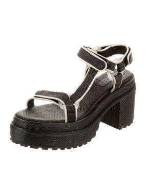CULT GAIA
Elka raffia platform sandals black & white